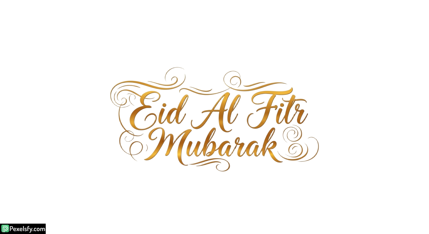 Golden Eid Al Fitr Mubarak Calligraphy isolated on transparent background (2)