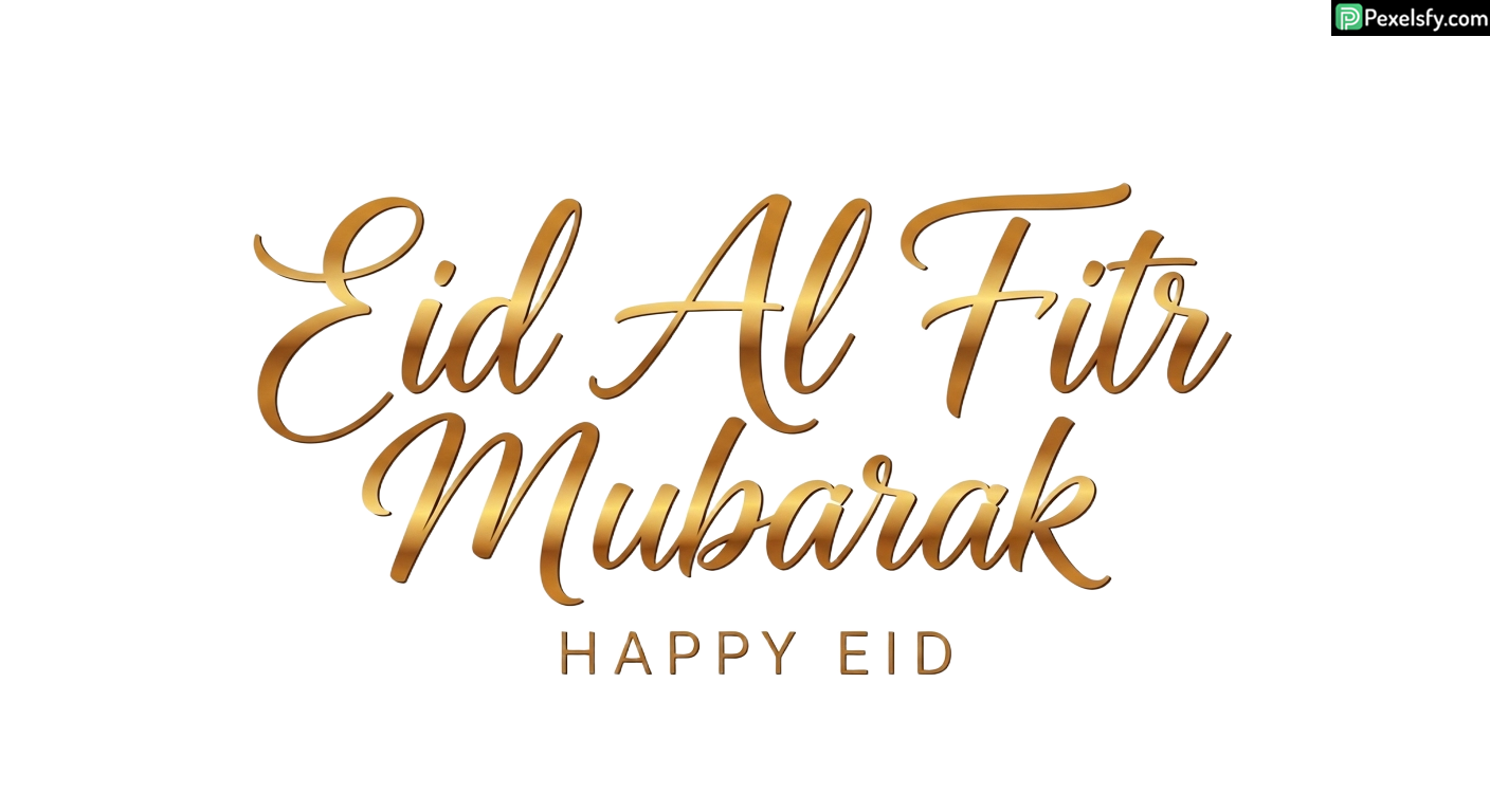 Golden Eid Al Fitr Mubarak Calligraphy isolated on transparent background (3)