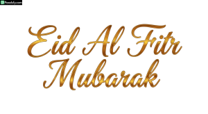 Golden Eid Al Fitr Mubarak Calligraphy isolated on transparent background