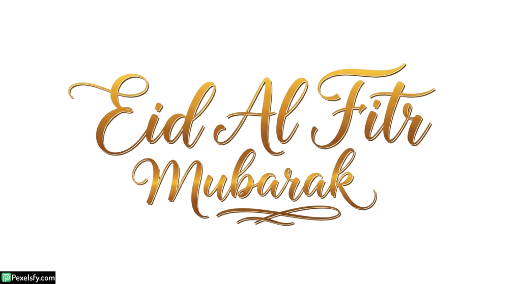 Golden Eid Al Fitr Mubarak Calligraphy isolated on transparent background (4)
