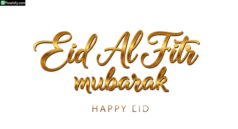 Golden Eid Al Fitr Mubarak Calligraphy isolated on transparent background (6)