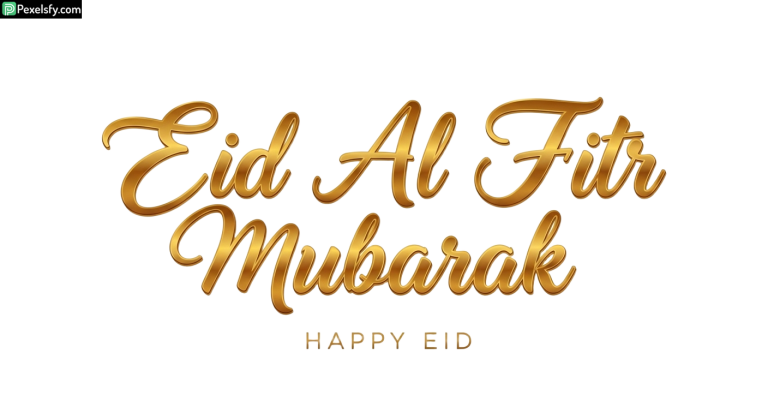 Golden Eid Al Fitr Mubarak Calligraphy isolated on transparent background (7)