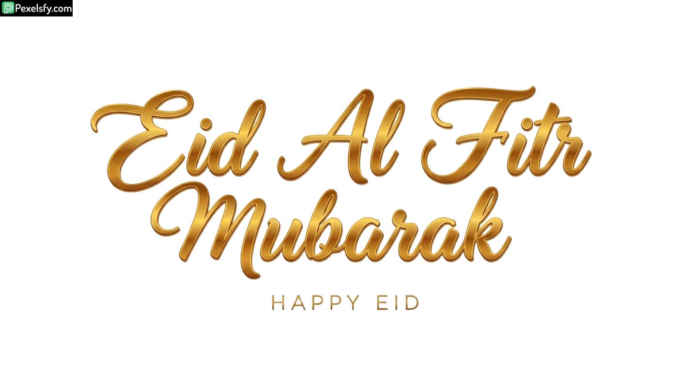 Golden Eid Al Fitr Mubarak Calligraphy isolated on transparent background (7)