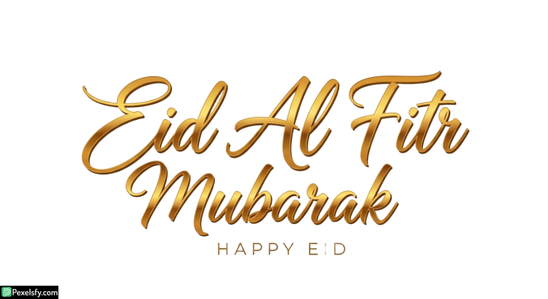 Golden Eid Al Fitr Mubarak Calligraphy isolated on transparent background (8)