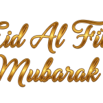 Golden Eid Al Fitr Mubarak Typography isolated on transparent background
