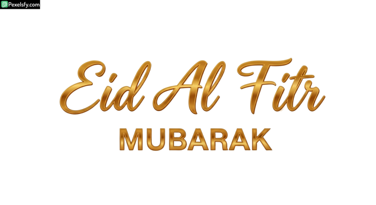 Golden Eid Al Fitr Mubarak calligraphy isolated on transparent background (5)