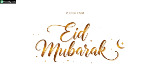 Golden Eid Mubarak Calligraphy isolated on transparent background (1)