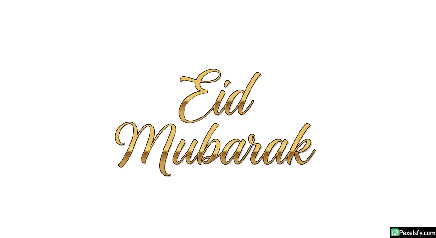 Golden Eid Mubarak Calligraphy isolated on transparent background (10)