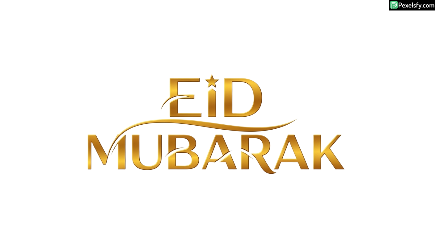Golden Eid Mubarak Calligraphy isolated on transparent background (11)