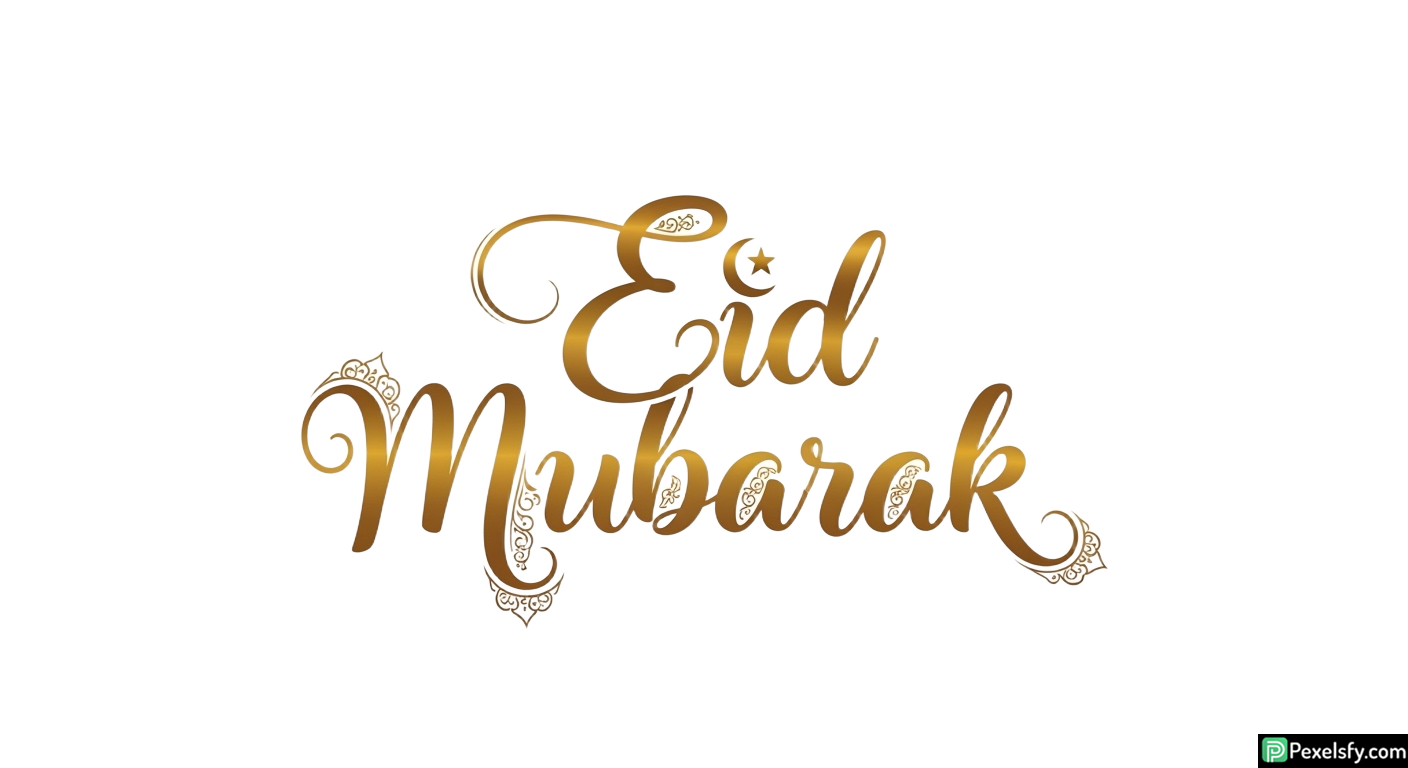 Golden Eid Mubarak Calligraphy isolated on transparent background (12)
