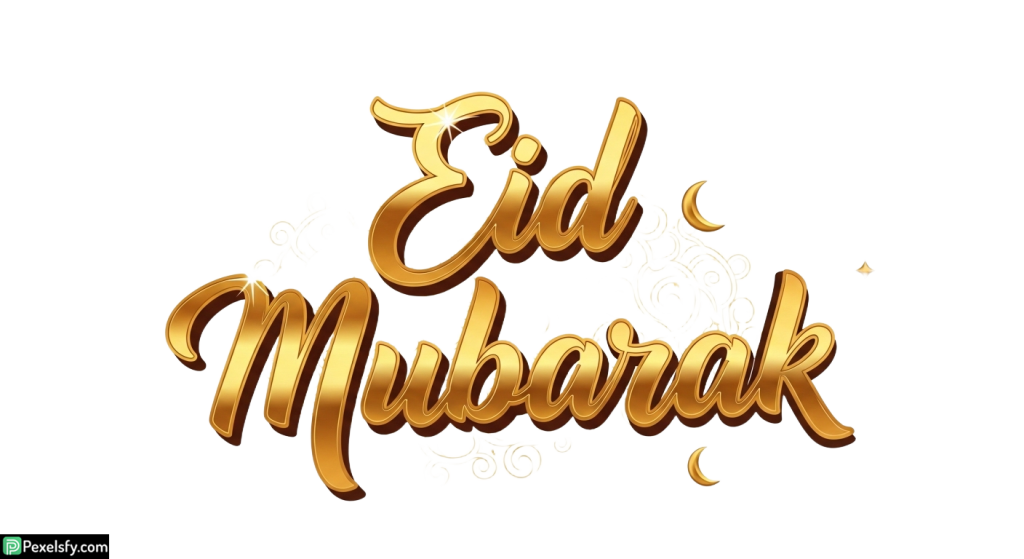 Golden Eid Mubarak Calligraphy isolated on transparent background (13)