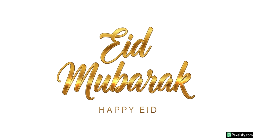 Golden Eid Mubarak Calligraphy isolated on transparent background (14)