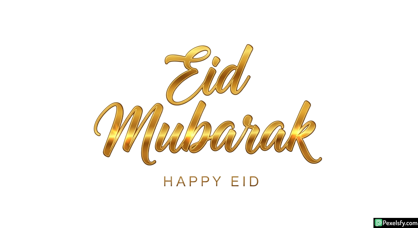 Golden Eid Mubarak Calligraphy isolated on transparent background (14)