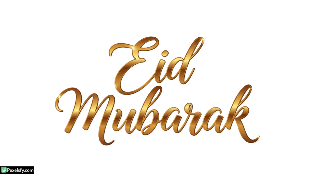 Golden Eid Mubarak Calligraphy isolated on transparent background (15)