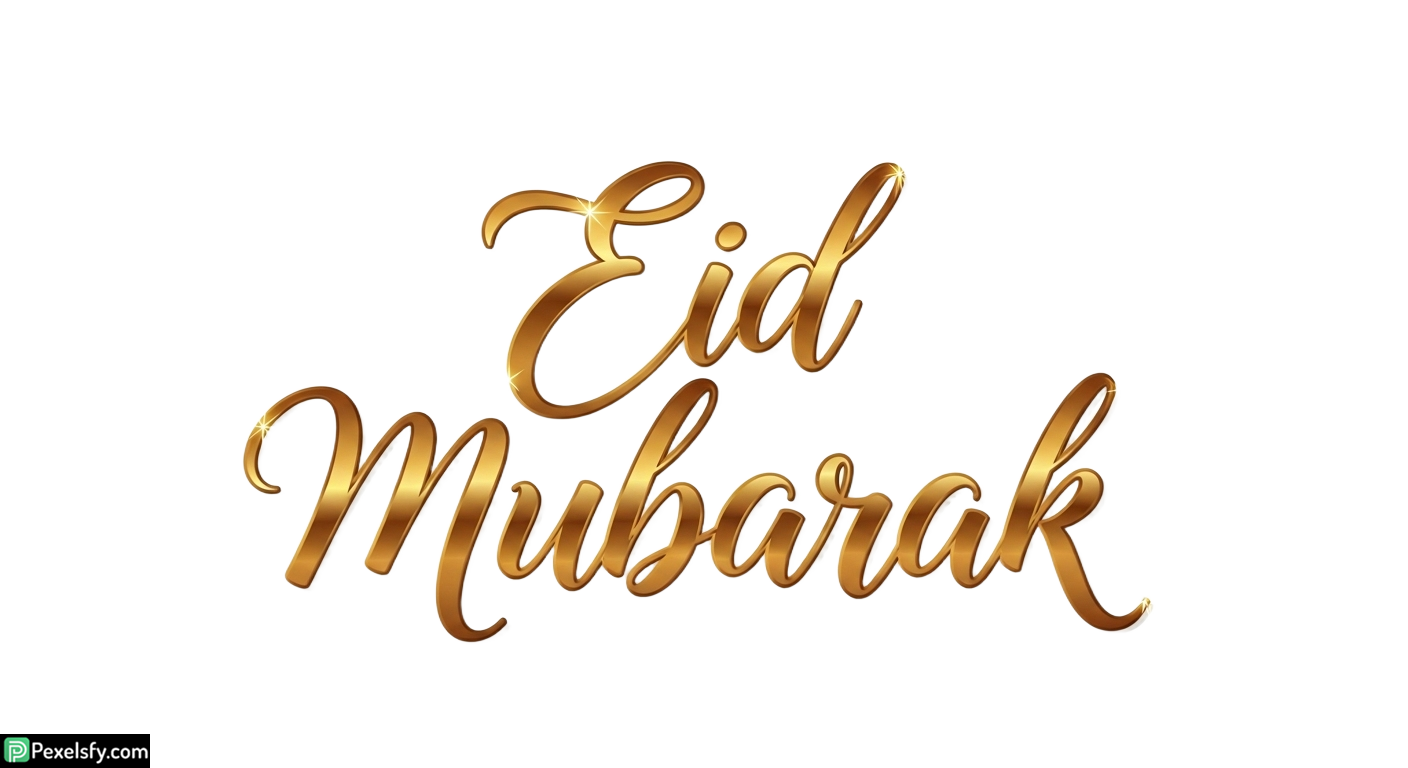 Golden Eid Mubarak Calligraphy isolated on transparent background (15)