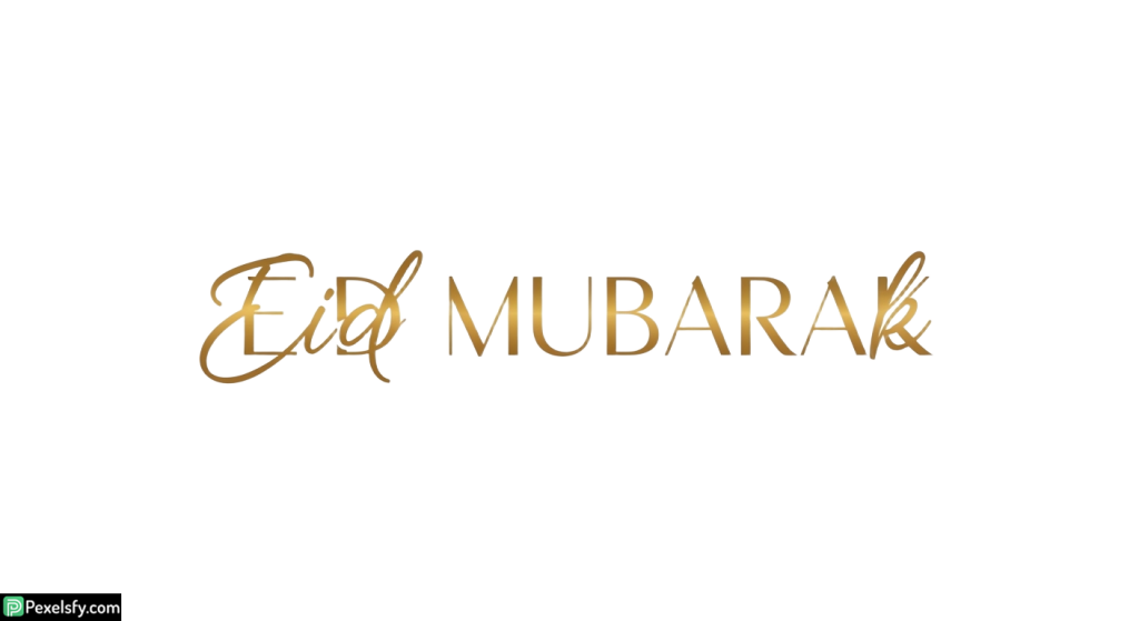Golden Eid Mubarak Calligraphy isolated on transparent background (16)
