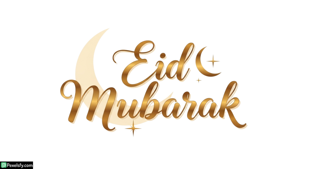 Golden Eid Mubarak Calligraphy isolated on transparent background (17)
