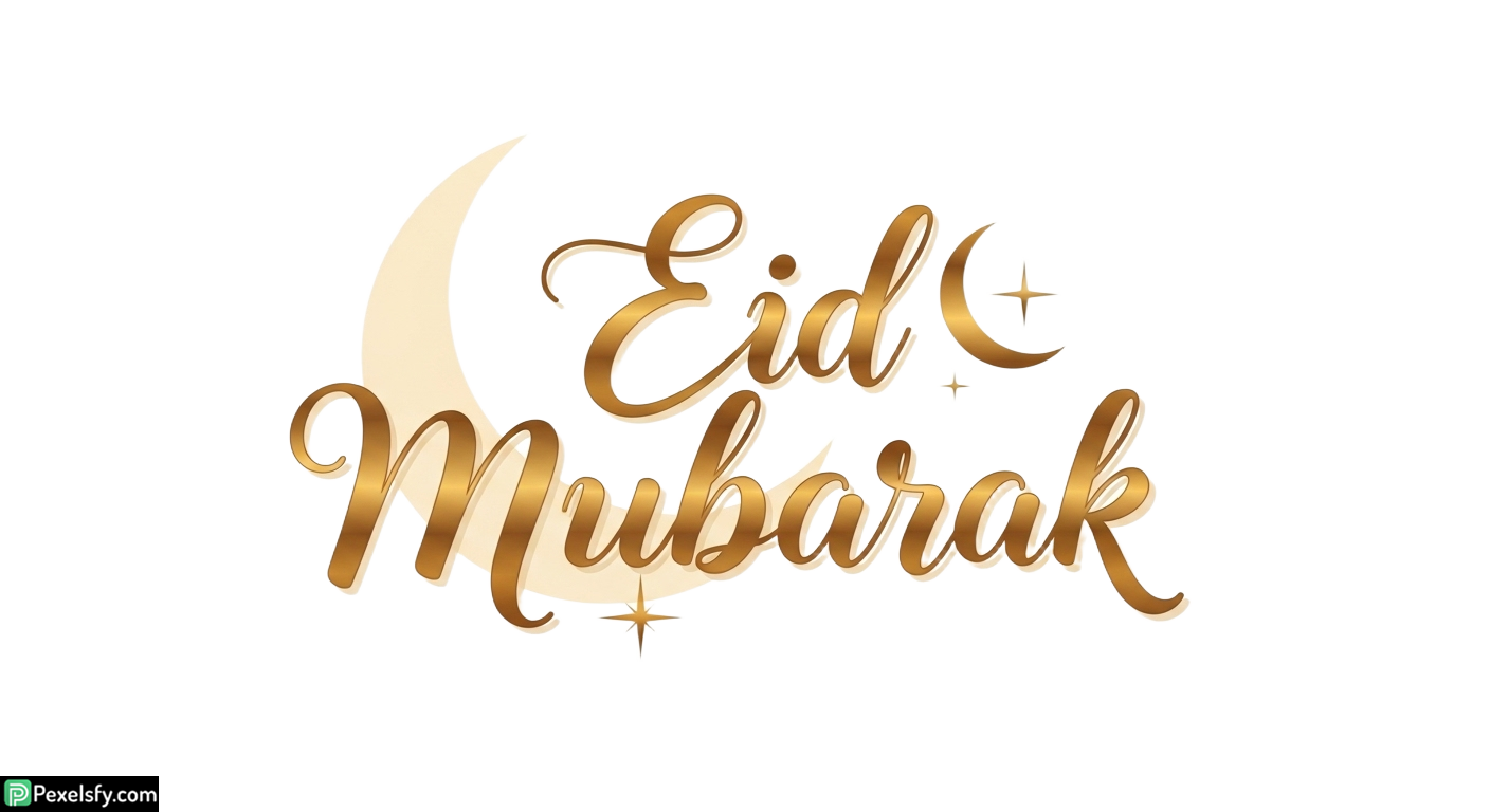 Golden Eid Mubarak Calligraphy isolated on transparent background (17)