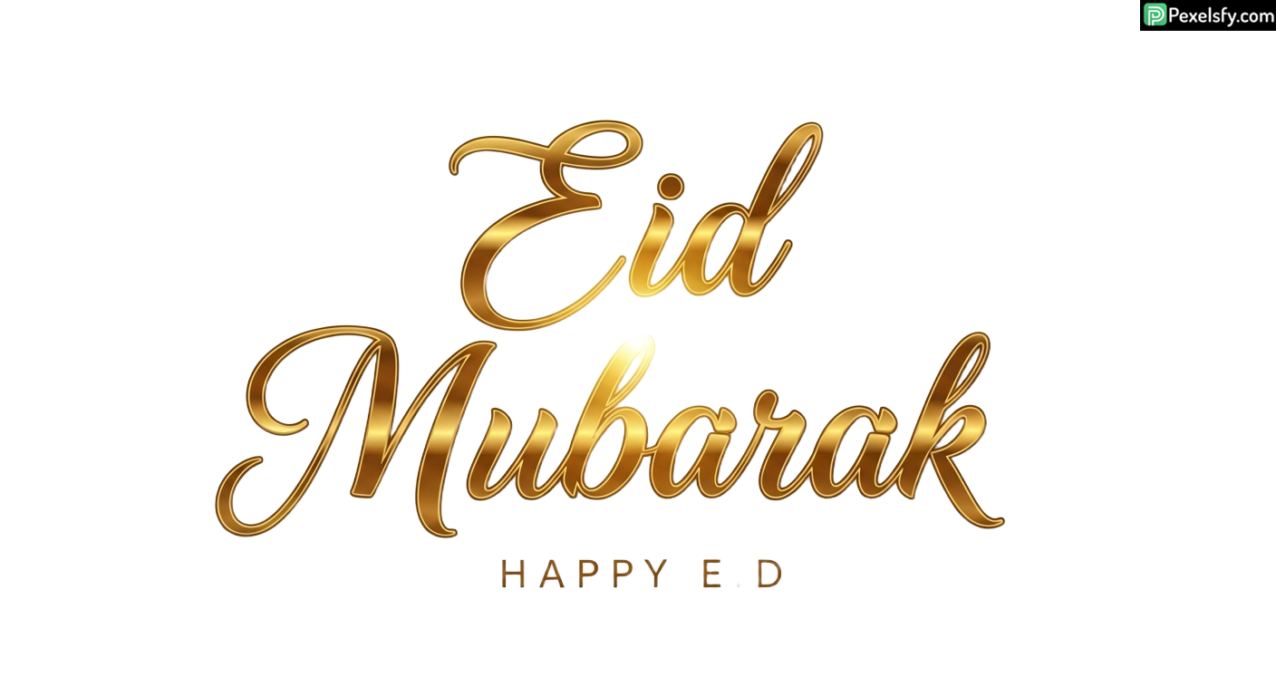 Golden Eid Mubarak Calligraphy isolated on transparent background (21)