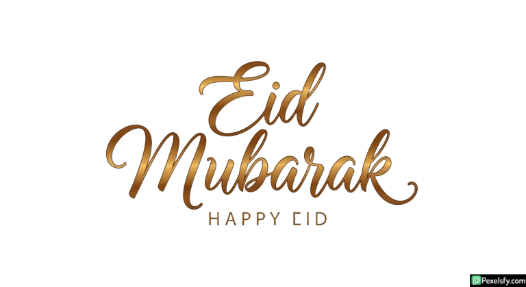 Golden Eid Mubarak Calligraphy isolated on transparent background (3)