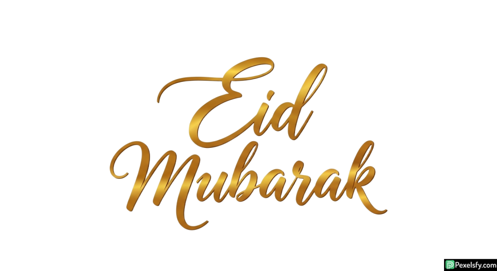 Golden Eid Mubarak Calligraphy isolated on transparent background (5)