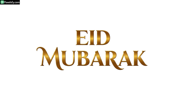 Golden Eid Mubarak Calligraphy isolated on transparent background