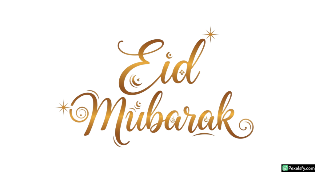 Golden Eid Mubarak Calligraphy isolated on transparent background (8)