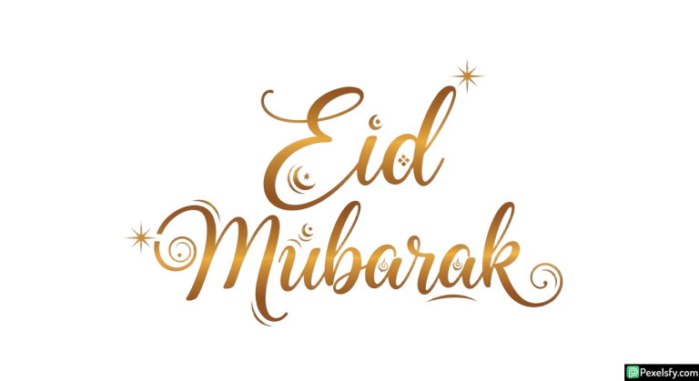 Golden Eid Mubarak Calligraphy isolated on transparent background (8)