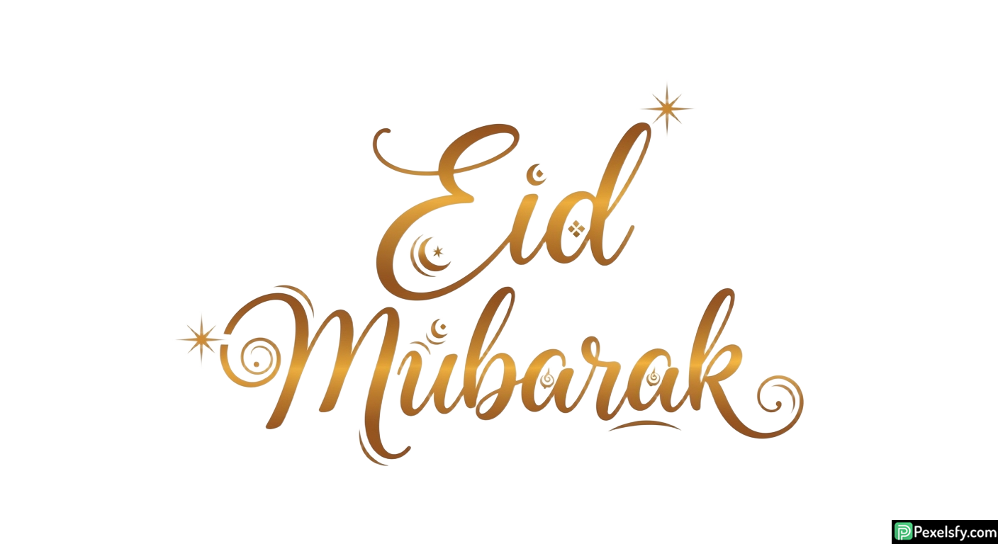 Golden Eid Mubarak Calligraphy isolated on transparent background (8)