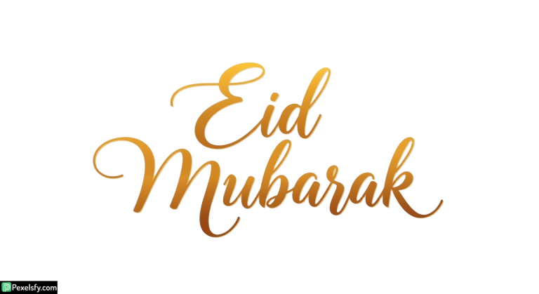 Golden Eid Mubarak Calligraphy isolated on transparent background (9)