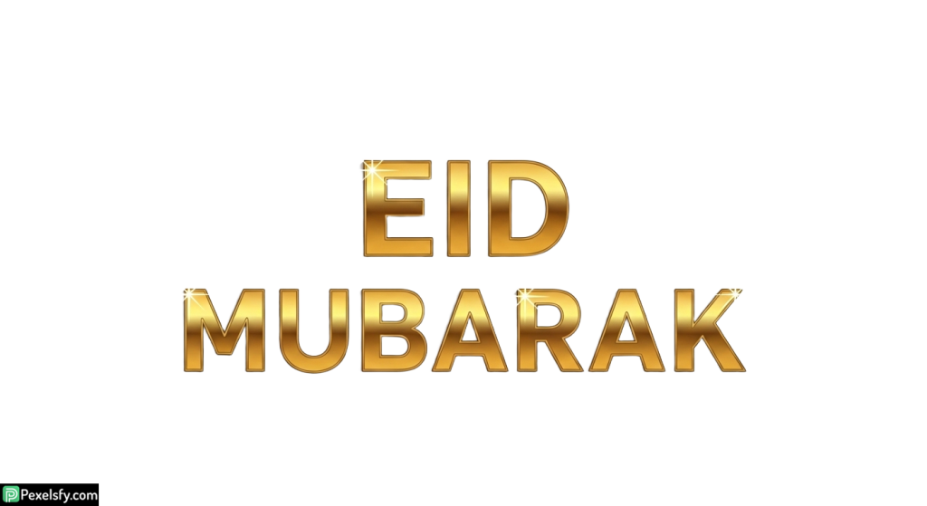 Golden Eid Mubarak Typography isolated on transparent background (1)