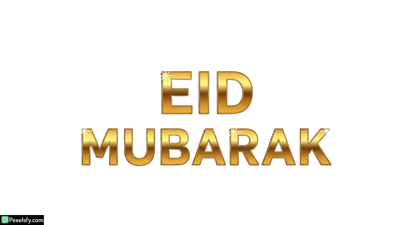 Golden Eid Mubarak Typography isolated on transparent background (1)