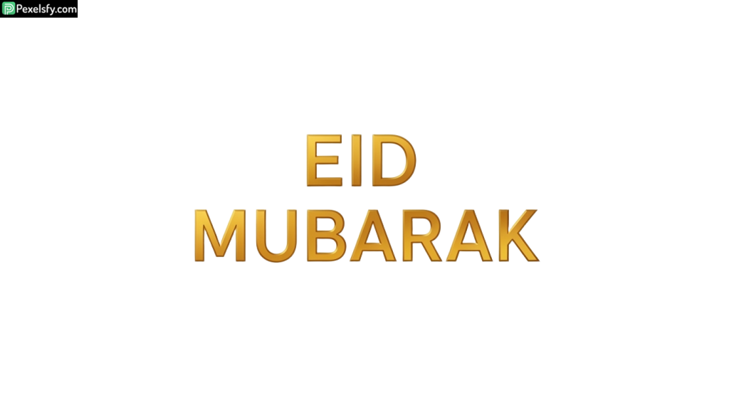 Golden Eid Mubarak Typography isolated on transparent background