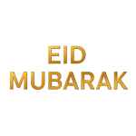 Golden Eid Mubarak Typography isolated on transparent background