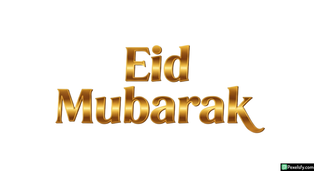 Golden Eid Mubarak Typography isolated on transparent background (2)
