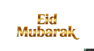 Golden Eid Mubarak Typography isolated on transparent background (2)