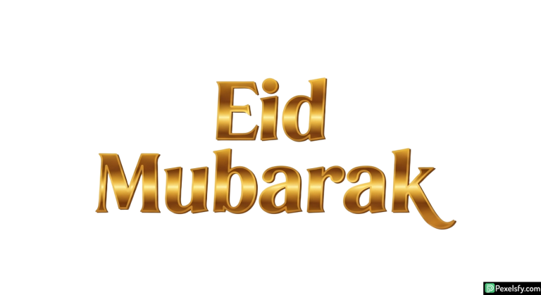 Golden Eid Mubarak Typography isolated on transparent background (2)