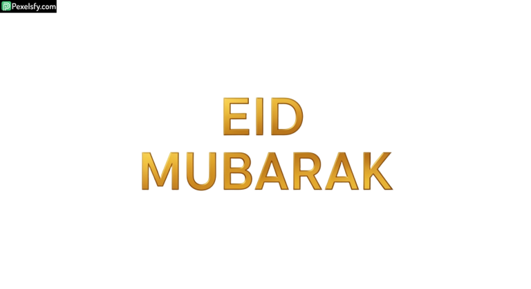 Golden Eid Mubarak Typography isolated on transparent background