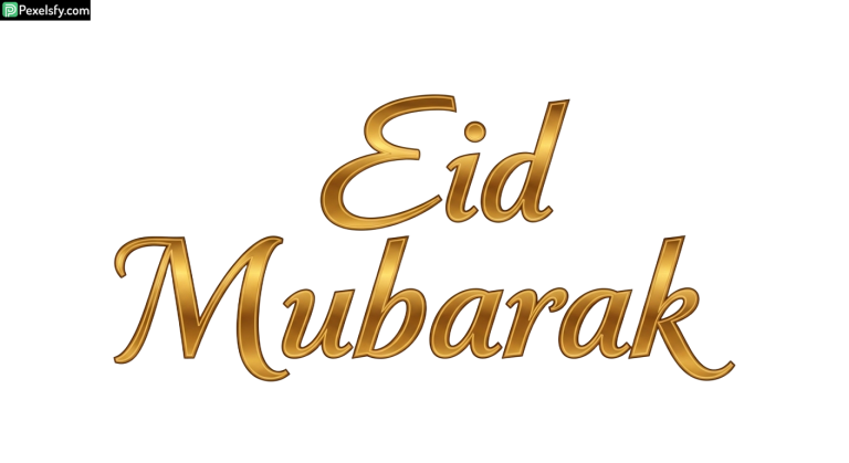 Golden Eid Mubarak calligraphy isolated on transparent background (18)