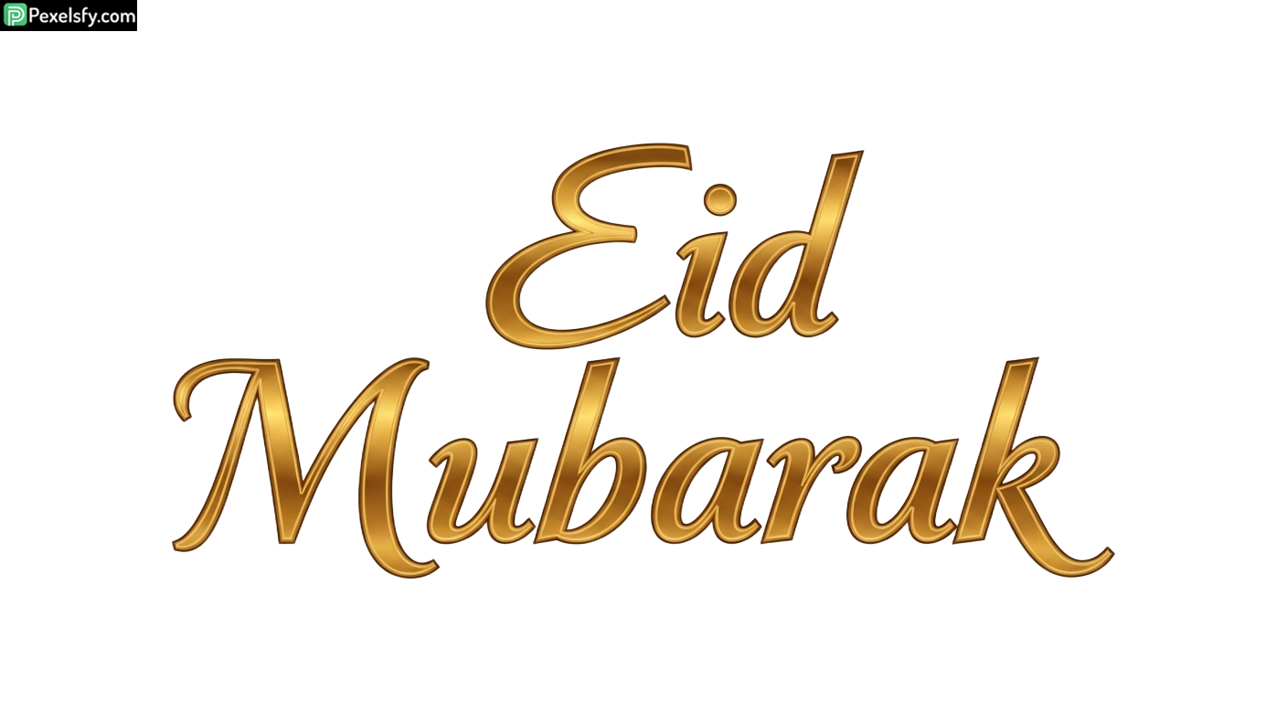 Golden Eid Mubarak calligraphy isolated on transparent background (18)