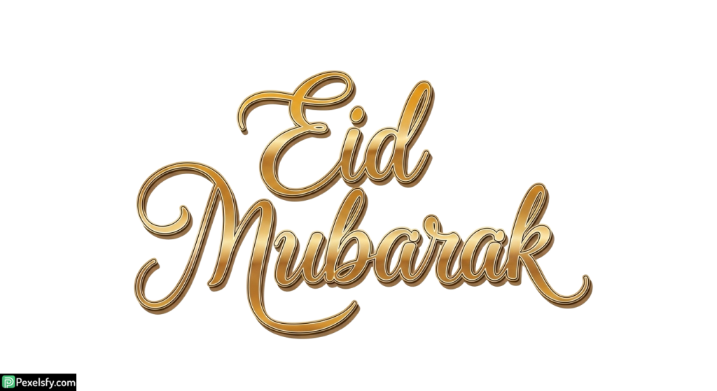 Golden Eid Mubarak calligraphy isolated on transparent background (22)