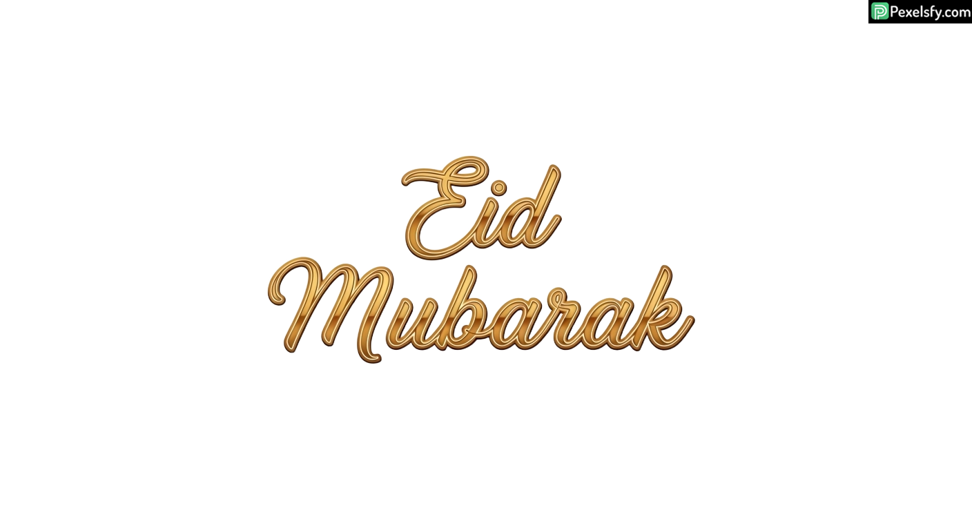 Golden Eid Mubarak calligraphy isolated on transparent background (7)