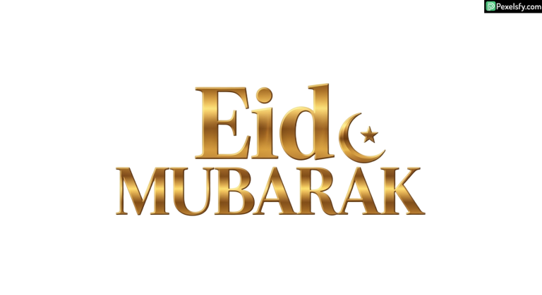 Golden Eid Mubarak greeting isolated on transparent background (2)