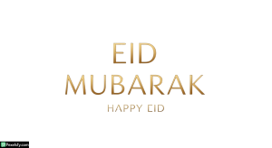 Golden Eid Mubarak greeting isolated on transparent background