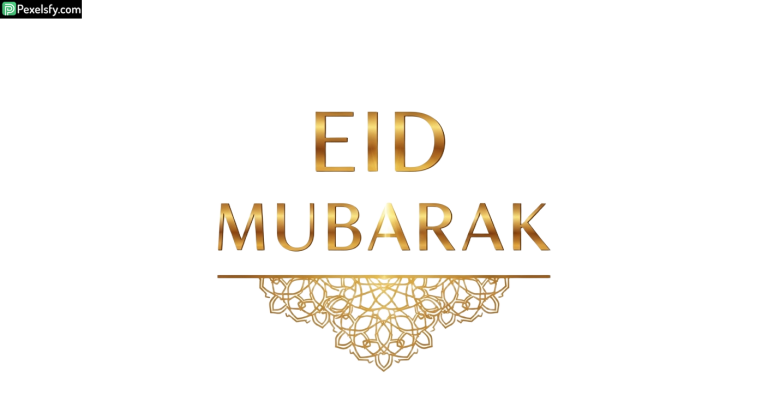Golden Eid Mubarak greeting isolated on transparent background (4)