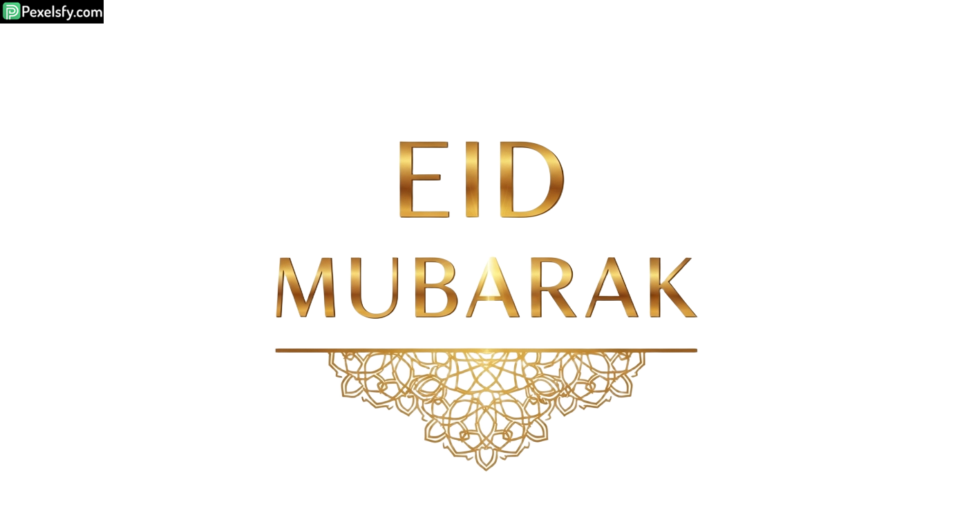 Golden Eid Mubarak greeting isolated on transparent background (4)