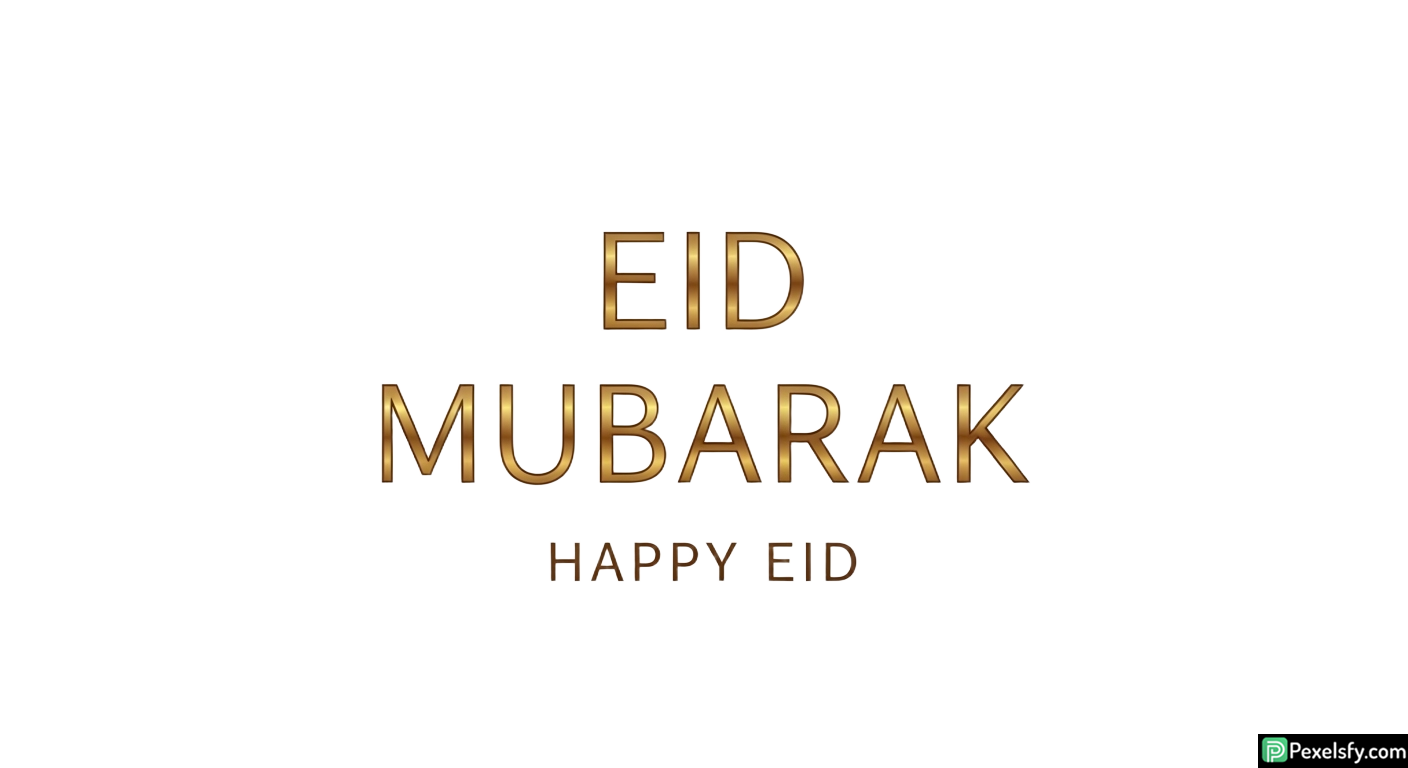 Golden Eid Mubarak greeting isolated on transparent background (5)