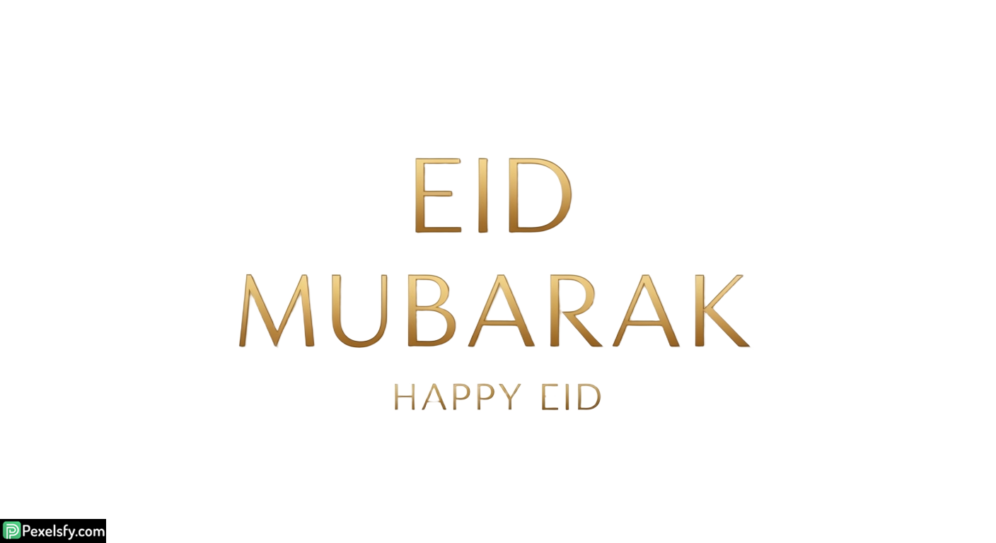 Golden Eid Mubarak greeting isolated on transparent background