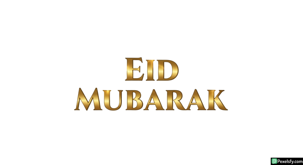 Golden Eid Mubarak greeting with Islamic patterns isolated on transparent background