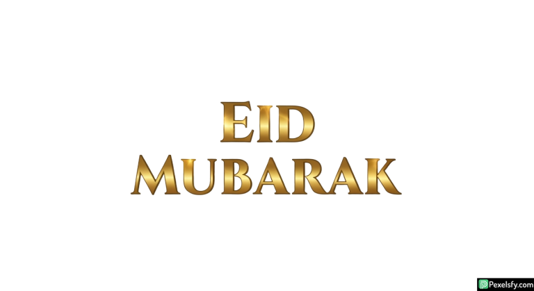 Golden Eid Mubarak greeting with Islamic patterns isolated on transparent background